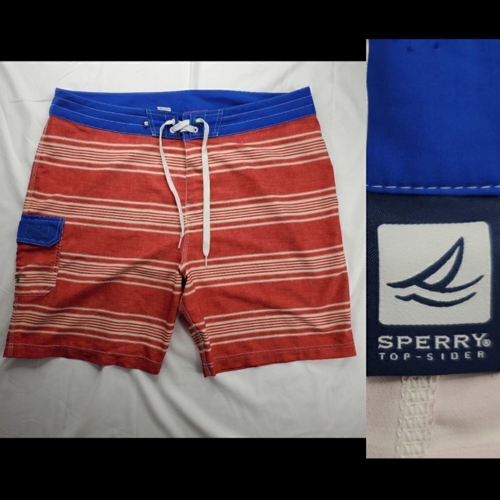 38 SPERRY STRIPED BOARD SWIM SURF TRUNKS SHORTS